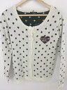 ◇ ◎ OLLINKARI キッズ 子供服 ドット 水玉 長袖 ニット カーディガン サイズ160 ホワイト系 ブラック レディース P 【中古】