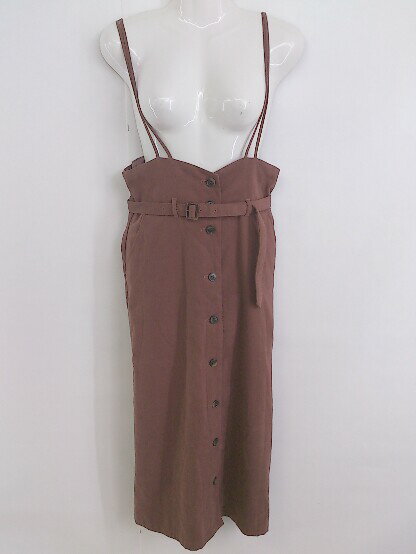 ◇ ◎ one after another NICE CLAUP フロントボタン 膝下丈 サロペット ワンピース サイズF モカ ブラウン レディース P 【中古】