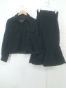 ◇ JUNOAH ジュノア コーデュロイ ロング シャツ スカート セットアップ サイズM ブラック レディース P 【中古】