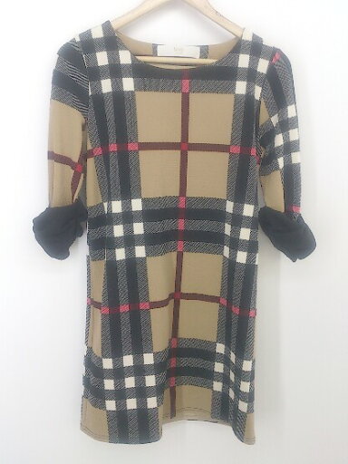 ◇ tocco closet チェック 長袖 ミニ チュニック ワンピース ベージュ系 マルチ レディース P 【中古】 ◇ tocco closet チェック 長袖 ミニ チュニック ワンピース ベージュ系 マルチ レディース P 【中古】
