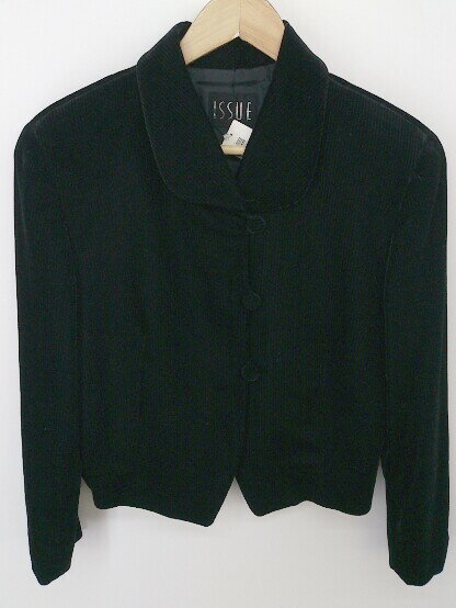 ◇ ISSUE イシュー ベロア調 長袖 ジャケット ブルゾン サイズM ブラック レディース P 【中古】