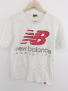 ◇ NEW BALANCE ニューバランス ロゴ プリント 半袖 Tシャツ カットソー サイズXS ホワイト レッド グレー系 メンズ P 【中古】