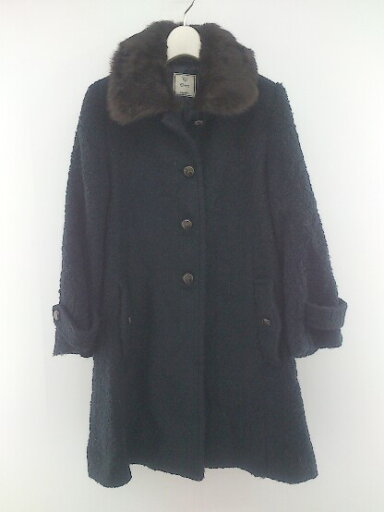 ◇ MELROSE claire メルローズ クレール ラビットファー 長袖 コート ネイビー レディース P 【中古】 ◇ MELROSE claire メルローズ クレール ラビットファー 長袖 コート ネイビー レディース P 【中古】