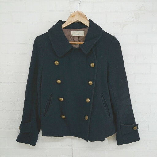 ◇ chocol raffine robe ショコラ フィネ ローブ ウール混 長袖 コート ネイビー系 レディース E 【中古】 ◇ chocol raffine robe ショコラ フィネ ローブ ウール混 長袖 コート ネイビー系 レディース E 【中古】