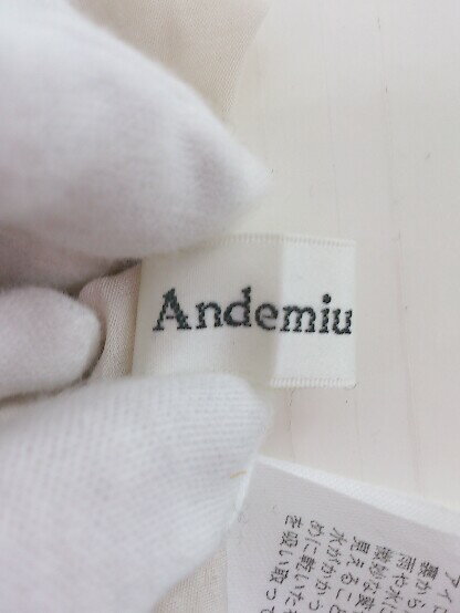 ◇ Andemiu アンデミュウ Vネック バンドカラー 長袖 膝下丈 ワンピース サイズF ライトベージュ レディース P 【中古】