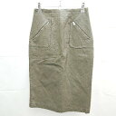 ◇ ZARA BASIC ザラベーシック フェイク レザー バック ジップ 膝丈 ミドル タイト スカート Sサイズ ブラウン レディース E 【中古】(4)