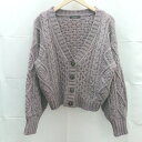 ◇ W CLOSET Vネック ケーブル ドロップショルダー 長袖 カーディガン フリーサイズ パープル ラベンダー レディース E 【中古】