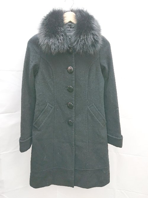 ◇ JAYRO ボタン ファー 起毛 裏地 シンプル 長袖 コート サイズS ブラック系 レディース E 【中古】