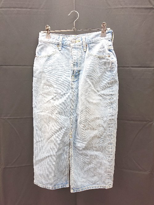 ◇ AZUL BY MOUSSY ウォッシュ加工　スリット　シンプル ひざ丈 タイト スカート サイズS ブルー系 レディース E 【中古】