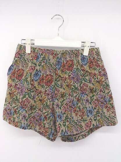 ◇ ROSE BUD ローズバッド 花柄 ゴブラン織り ショート パンツ サイズF ベージュ系 マルチ レディース P 【中古】
