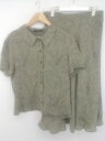◇ ◎ boutique Joconde 膝下丈 スカート シャツ セットアップ サイズ バスト85 身長160 ベージュ ブラック系 レディース E 【中古】