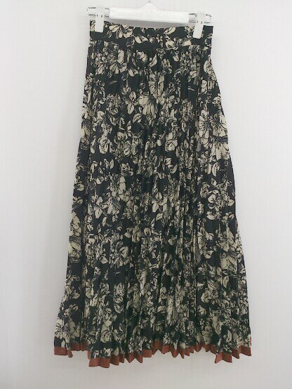 ◇ FREE'S MART フリーズマート 花柄 フラワー ロング プリーツ スカート サイズFR ブラック アイボリー レディース E 【中古】