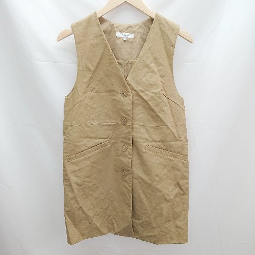 ◇ 美品 MOUSSY レザー ワンピース可能 ベスト ジャケット - ベスト サイズF ベージュ レディース E 【中古】