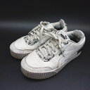 ◇ PUMA パイソン風 カリーナ リフト レプタイル ローカットスニーカー サイズ25 ホワイト レディース E 【中古】