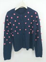 ◇ syrup. シロップ 長袖 ニット カーディガン サイズL ネイビー ピンク系 レディース メンズ P 【中古】