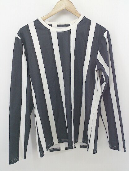 ◇ adamsJUGGLER RTEG ストライプ 長袖 Tシャツ カットソー サイズM ネイビー ホワイト ブラック系 メンズ P 【中古】