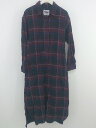 ◇ ◎ GLOBAL WORK グローバルワーク ウエストベルト付き チェック 長袖 ロング ワンピース サイズM レッド系 レディース P 【中古】