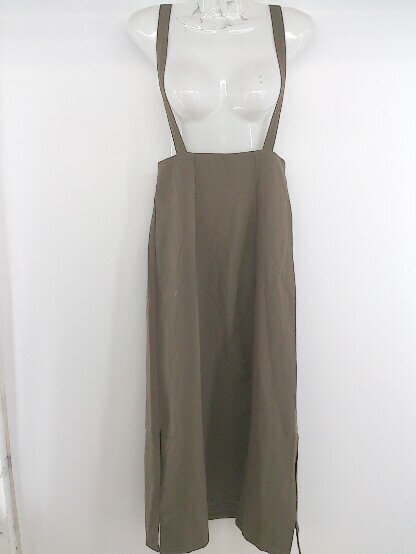 ◇ ◎ JUNOAH ジュノア ウエストベルト スリット ロング サロペット ワンピース サイズM ダークベージュ系 レディース P 【中古】