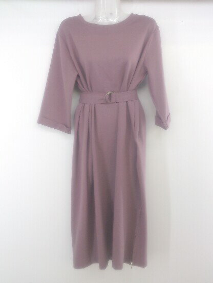 ◇ ◎ natural couture ナチュラルクチュール ベルト付 長袖 ロング ワンピース ワイン系 レディース P 【中古】