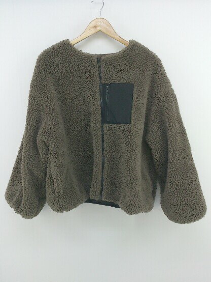 ◇ GRL グレイル ジップアップ ボア ノーカラー 長袖 ジャケット サイズ F グレージュ系 レディース P 【中古】