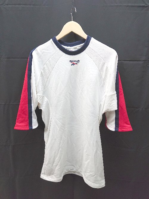 ◇ Reebok リーボック シンプル クルーネック 七分丈 スポーツウエア サイズS ホワイト レディース メンズ E 【中古】