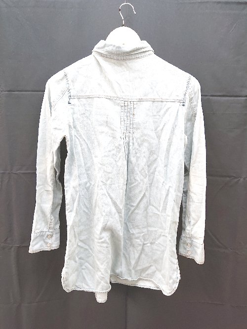 ◇ URBAN RESEARCH USED VINTAGE加工 スリム 長袖 ウェスタン シャツ ウーブン Mサイズ ライト ブルー レディース E 【中古】