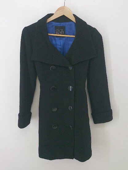 ◇ ◎ CECIL McBEE セシルマクビー アンゴラ混 長袖 トレンチ コート ブラック レディース P 【中古】