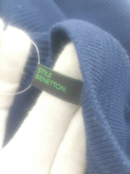◇ STILE BENETTON スティーレ ベネトン ジップアップ 長袖 ニット ジャケット サイズL ネイビー レディース P 【中古】