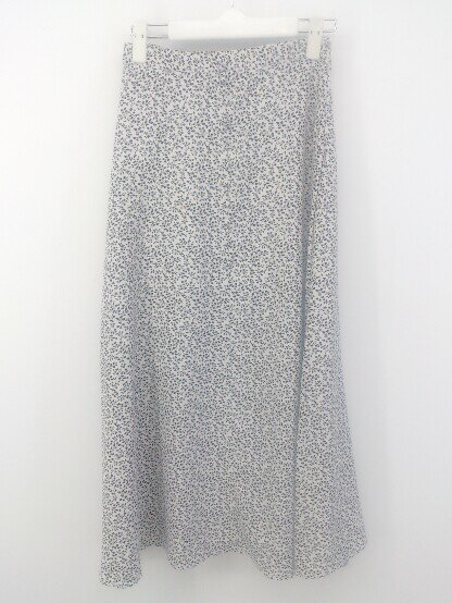 ◇ natural couture NICE CLAUP 総柄 ロング フレア スカート サイズF ホワイト ブラック レディース P 【中古】