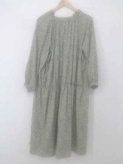 ◇ JOURNAL STANDARD relume 総柄 長袖 膝下丈 ワンピース サイズF グリーン ホワイト レディース P 【中古】
