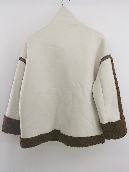 ■ ABITOKYO アビトーキョー ボア 長袖 ジップアップ ジャケット サイズL アイボリー ブラウン レディース P 【中古】