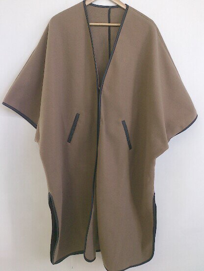 ◇ Bab バブ サイドスリット フェイクレザー 長袖 ノーカラー コート サイズ38 ブラウン系 ブラック レディース P 【中古】