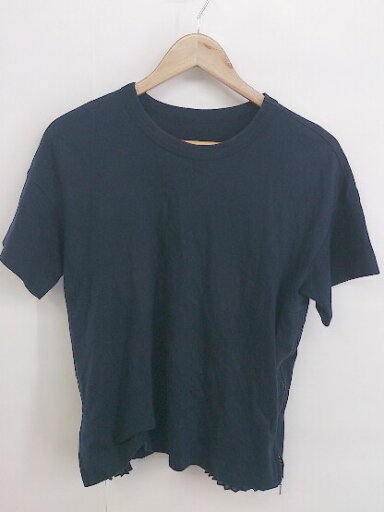 ◇ HUMAN WOMAN ヒューマンウーマン サイドジップ プリーツ 半袖 Tシャツ カットソー サイズM ネイビー レディース P 【中古】 ◇ HUMAN WOMAN ヒューマンウーマン サイドジップ プリーツ 半袖 Tシャツ カットソー サイズM ネイビー レディース P 【中古】