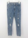 ◇ WORKS ワークス ストレッチ スキニー ダメージ加工 デニム ジーンズ パンツ サイズ64-91 インディゴ レディース P 【中古】