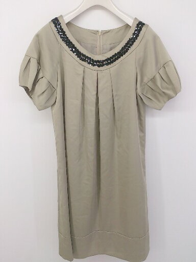 ◇ CLEAR IMPRESSION スパンコール サテン調 半袖 ミニ ワンピース サイズ1 ベージュ系 レディース P 【中古】 ◇ CLEAR IMPRESSION スパンコール サテン調 半袖 ミニ ワンピース サイズ1 ベージュ系 レディース P 【中古】