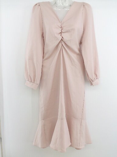◇ Fluffy by Luce Vネック ドロスト 長袖 膝下丈 ワンピース ピンク レディース P 【中古】 ◇ Fluffy by Luce Vネック ドロスト 長袖 膝下丈 ワンピース ピンク レディース P 【中古】