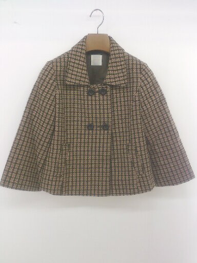 ◇ grove グローブ チェック 七分袖 ジャケット サイズM ブラウン系 レディース P 【中古】 ◇ grove グローブ チェック 七分袖 ジャケット サイズM ブラウン系 レディース P 【中古】