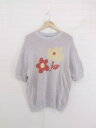 ◇ BLESS YOUALL フラワー コットン ニット 半袖 セーター サイズF グレー レディース P 【中古】