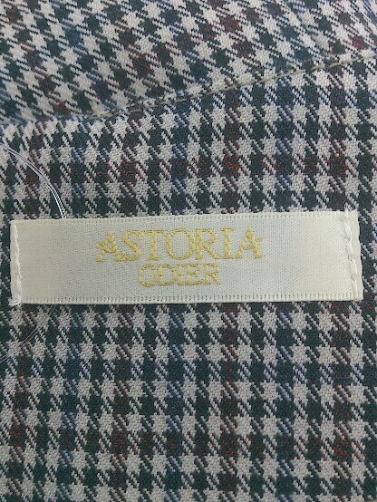 ◇ ASTORIA ODIER ウエストゴム チェック 五分袖 ミニ フレア ワンピース ホワイト ブラック マルチ レディース P 【中古】