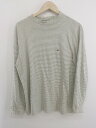 ◇ TOMMY HILFIGER トミーヒルフィガー ボーダー 長袖 Tシャツ カットソー サイズM オフホワイト グレー系 メンズ P 【中古】