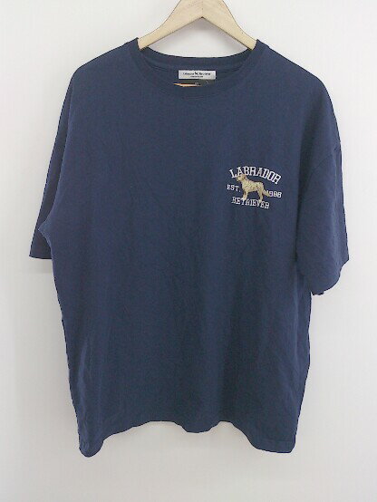 ◇ Labrador Retriever MONO-MART 刺繍 五分袖 Tシャツ カットソー サイズL ネイビー ホワイト マルチ メンズ P 【中古】