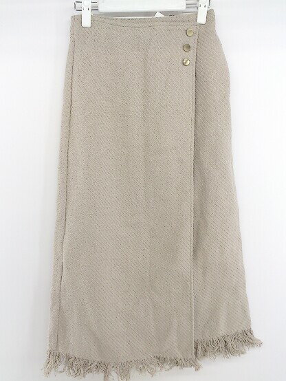 ◇ ◎ PAGEBOY ページボーイ ALICIA タグ付 フリンジ ロング 台形 スカート サイズF ベージュ レディース P 【中古】