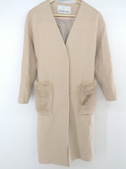 ◇ ◎ NATURAL BEAUTY BASIC ウエストリボン付き 長袖 コート サイズM ベージュ系 レディース P 【中古】