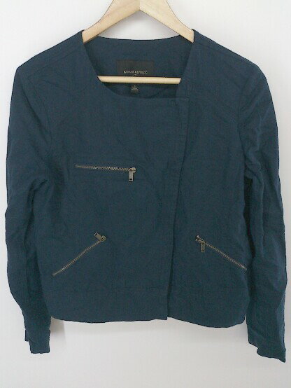 ◇ BANANA REPUBLIC バナナリパブリック ジップアップ リネン 長袖 ブルゾン サイズS ネイビー レディース P 【中古】