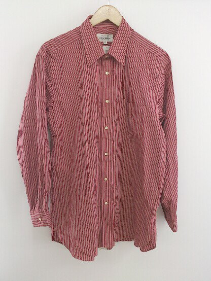◇ apres seize アプレセイズ TAKESHI YAJIMA ストライプ 長袖 シャツ サイズLL レッド系 ホワイト メンズ P 【中古】