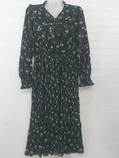 ◇ MAJESTIC LEGON マジェスティックレゴン 花柄 長袖 膝下丈 ワンピース サイズM ブラック グレー グリーン レディース P 【中古】 ◇ MAJESTIC LEGON マジェスティックレゴン 花柄 長袖 膝下丈 ワンピース サイズM ブラック グレー グリーン レディース P 【中古】