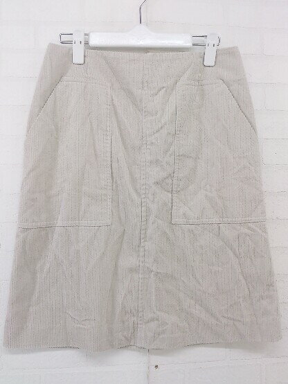 ◇ le coeur blanc ルクールブラン コーデュロイ 膝丈 台形 スカート サイズ38 グレージュ系 レディース..