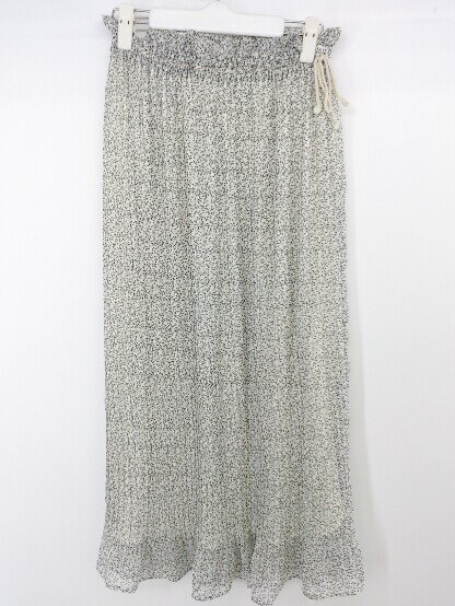 ◇ FREE'S MART FREE'S SHOP 総柄 ロング プリーツ スカート サイズFR ホワイト系 ブラック レディース P 【中古】