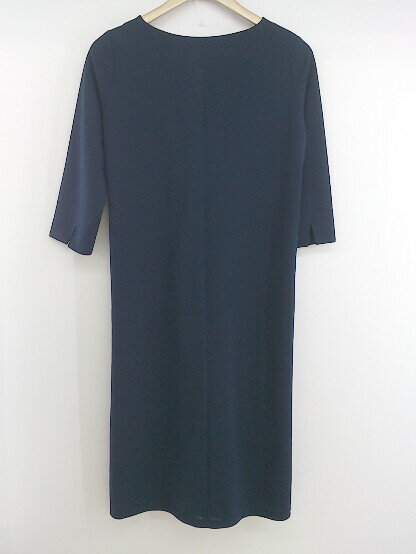 ◇ NATURAL BEAUTY BASIC ナチュラルビューティーベーシック 七分袖 膝下丈 ワンピース サイズM ネイビー レディース P 【中古】