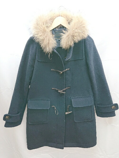 ◇ MERCURYDUO マーキュリーデュオ ファー シンプル ロング丈 長袖 ダッフル コート サイズM ネイビー レディース E 【中古】